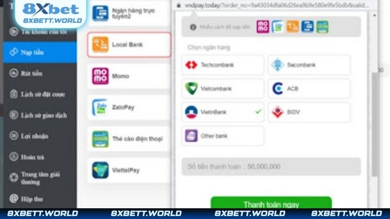 Hướng dẫn chi tiết cách nạp tiền vào 8XBET đơn giản cho người mới